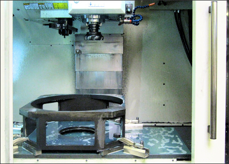 Looking at workpiece inside the CNC “Hartford Kappa VMC130” Machining Centre
